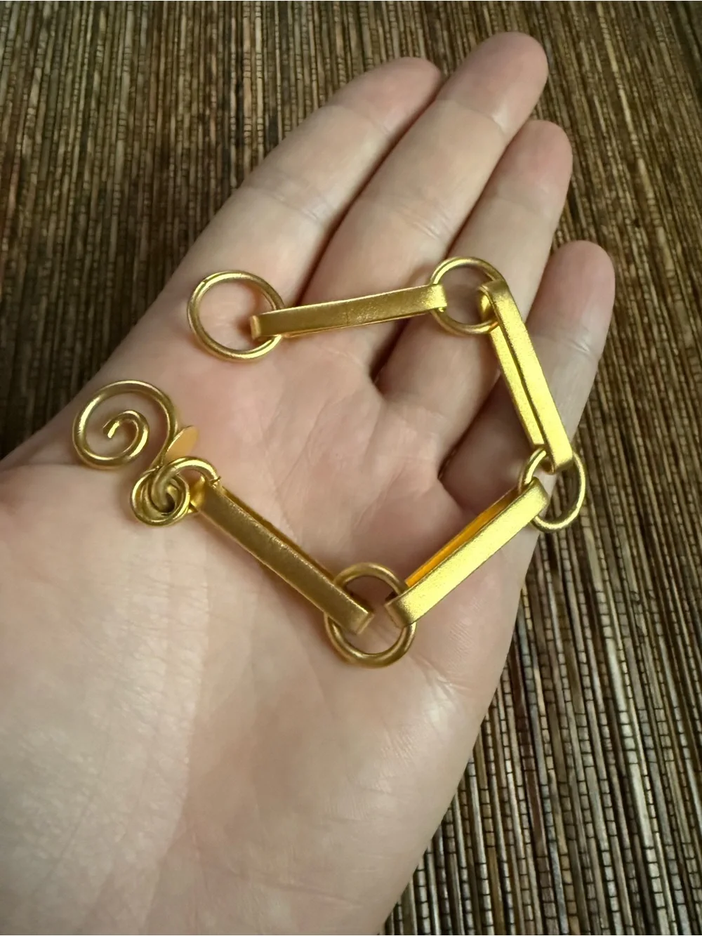 Martha Sturdy Chain Bracelet Gold Plated Matte Finish Modernist Post Modern - Picture 3 of 9